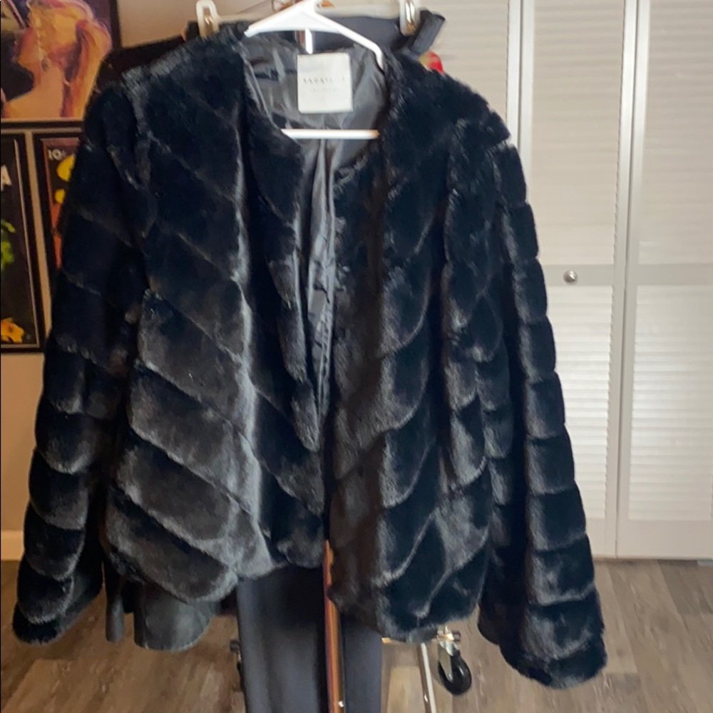 Faux fur waist length coat